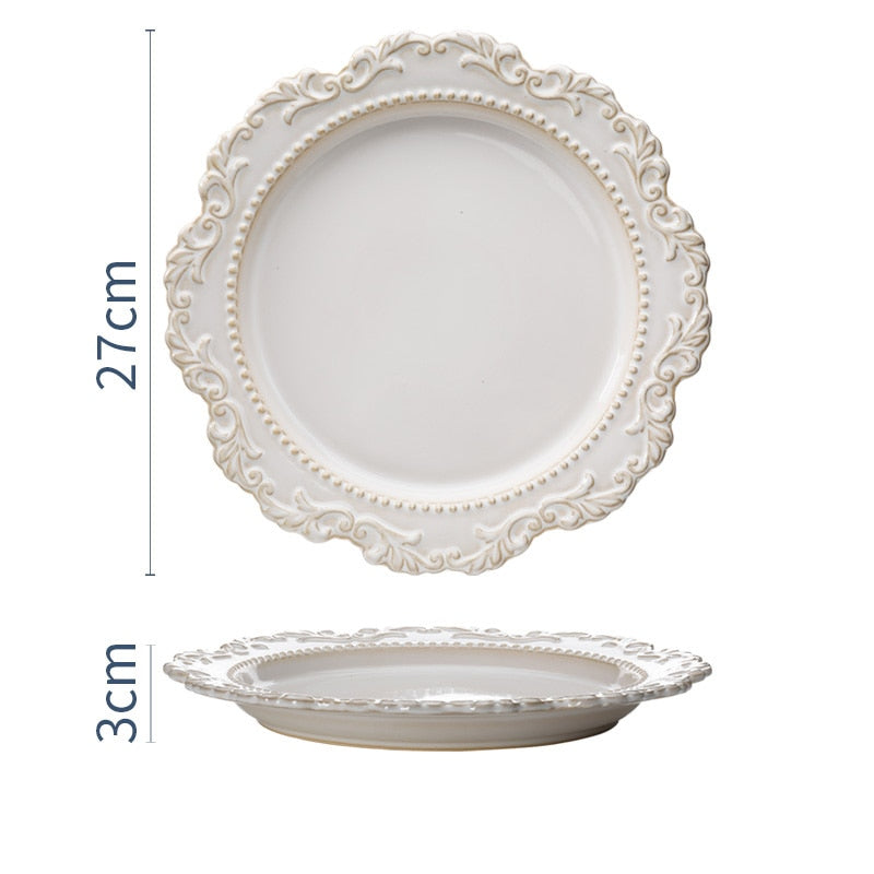 Skandishop Baroque Vintage Ceramic Dinner Plate